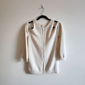 CLUB MONACO I S Cold Shoulder Knit Sweater I cream